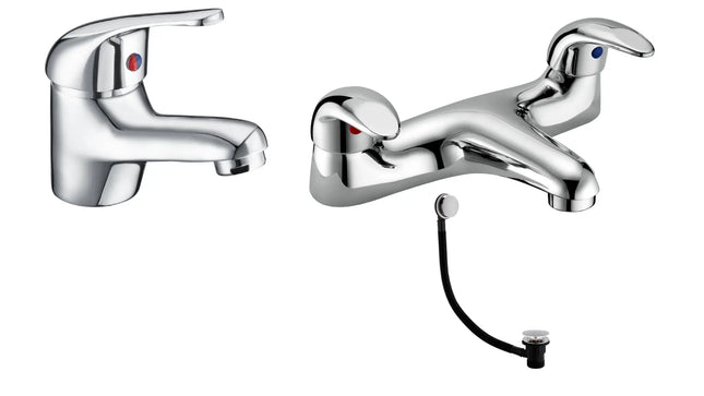 Borgo Tap Pack 1 | Basin Mixer, Low Pressure Bath Filler & Bath Waste | Chrome