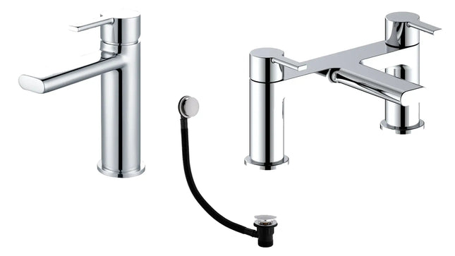 Tregada Tap Pack 1 | Basin Mono Mixer, Bath Filler & Bath Waste | Chrome