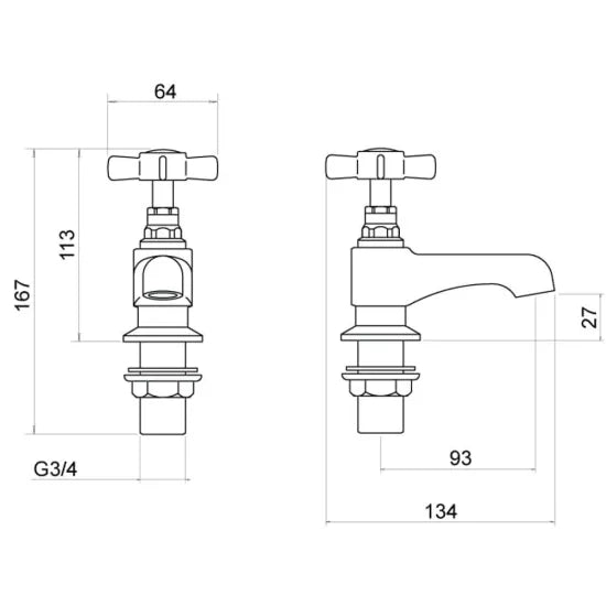 Trisen Wisley Bath Taps - Chrome | Crosshead Pair | WRAS | Lifetime Guarantee