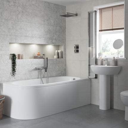 Aqua Elegance Genoa Basin & Full Pedestal | 450 x 400mm | 1 Tap Hole | White Vitreous China