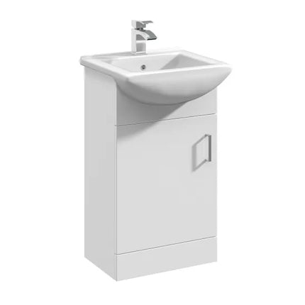 Nuie Mayford White Floor-Standing Vanity Unit with Square Basin | 450–650mm