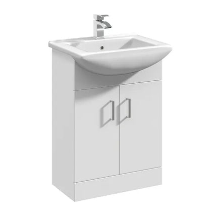 Nuie Mayford White Floor-Standing Vanity Unit with Square Basin | 450–650mm
