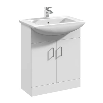 Nuie Mayford White Floor-Standing Vanity Unit with Square Basin | 450–650mm