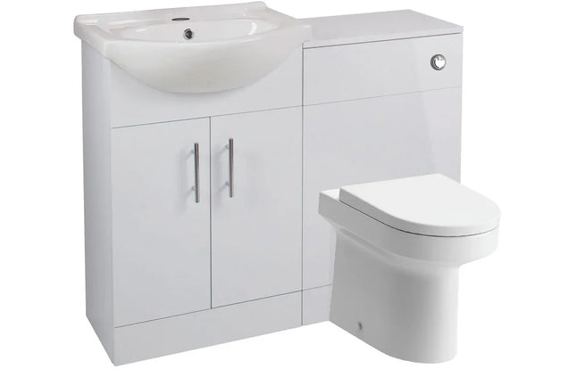 Turin Bathroom Furniture Set - BTW WC Unit, Basin & Vanity - Fully Assembled