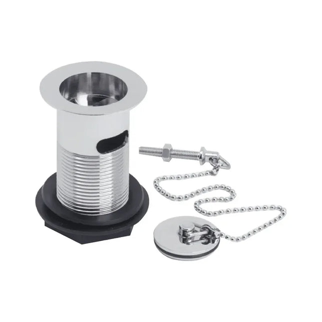 Kartell Basin Waste - Chrome Brass Slotted 60mm Metal Plug & Chain