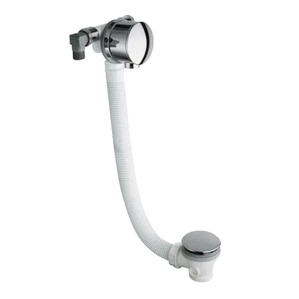 BC Designs Chrome Extended Bath Filler & Waste Set | Push Button | Solid Brass
