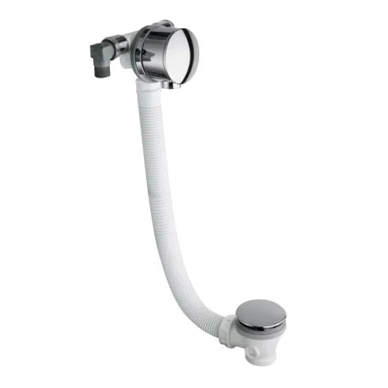 BC Designs Chrome Extended Bath Filler & Waste Set | Push Button | Solid Brass