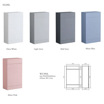 Portland 490mm Waterproof WC Unit with Worktop | Compact Bathroom Furniture