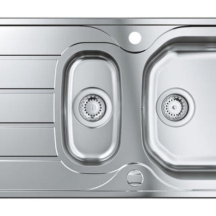 Grohe K300 Stainless Steel 1.5 Bowl Sink with Drainer & Automatic Waste