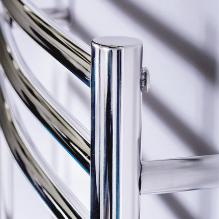 DQ Heating Zante Curved Polished Stainless Steel Towel Rail | 500 & 600mm Wide | 25-Year Warranty