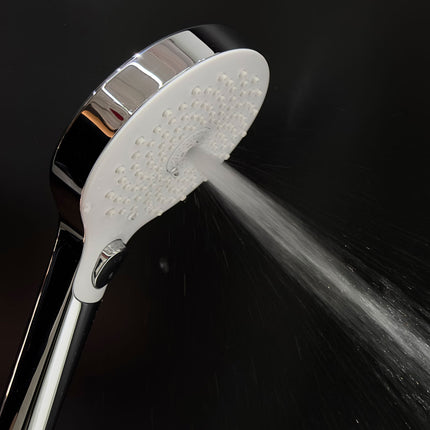 Euroshowers TurboJet Shower Head | AeroTek | 3 Spray Patterns | Chrome or Chrome with White