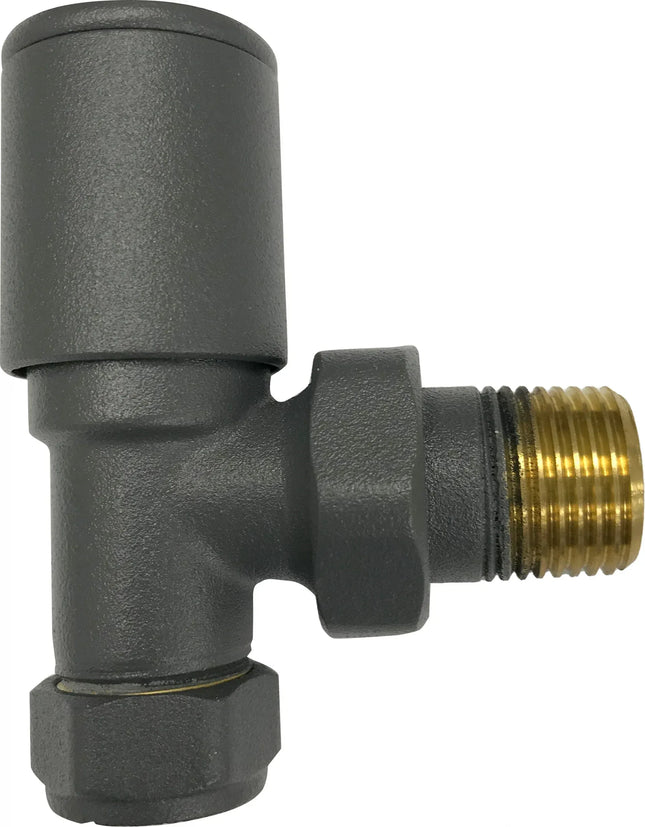 Kartell Anthracite Angled Radiator Valve 15mm - Premium Brass Construction