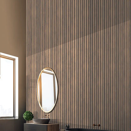DuraPanel 5000 Brown Oak Wood-Slat-Effect Shower Panel | 2420 × 585 × 11mm