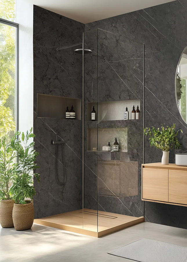 DuraPanel 7000 Series Nero Graphite Matt Shower Wall Panel | 2420 × 1185 × 12mm