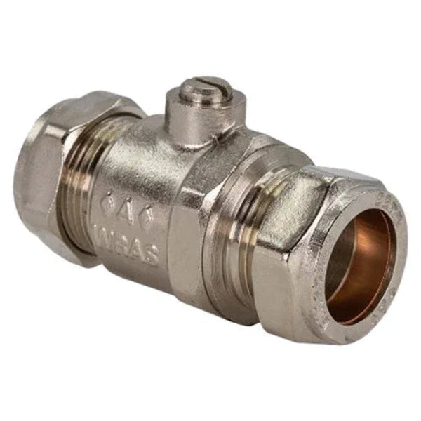 KeyPlumb 15mm Full Bore Isolation Valve Chrome Plated Brass WRAS Approved