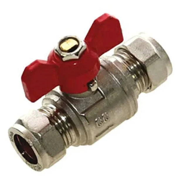 15mm Hot Water Butterfly Ball Valve - WRAS Approved Red Handle