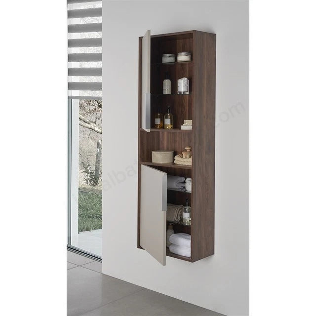 VitrA Integra Narrow Tall Unit | 50cm | Wall Hung | Cashmere & Walnut | Left Hand | SKU 62015