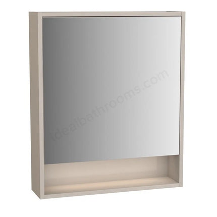 VitrA Integra Mirror Cabinet 60cm | Grey Elm & Gritstone | Left Hand | LED Ambiance Lighting | Touch Sensor | 61989