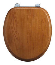 Burlington S11 Golden Oak Moulded Wood Toilet Seat | Chrome Hinge