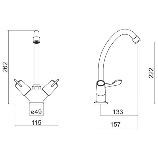 Trisen TTR-LEV04 White Dual Lever Kitchen Sink Mixer Tap | Brass | 133mm Spout | Lifetime Guarantee